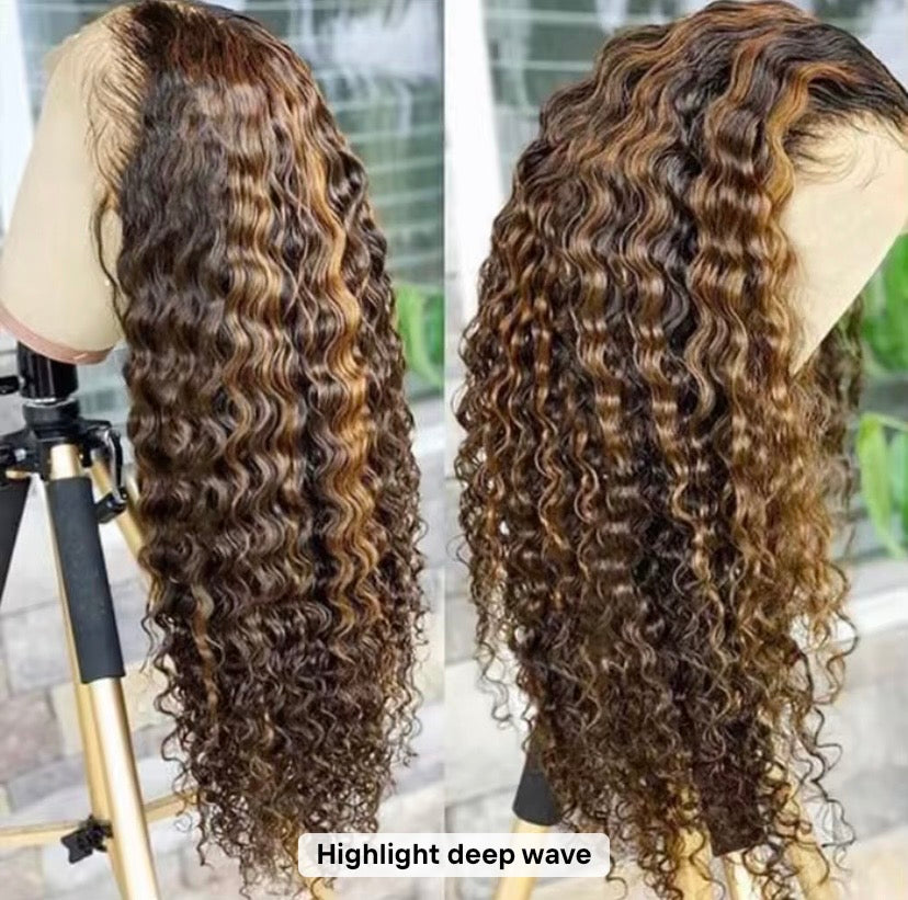 Highlighted Ombre Wigs – Body Wave, Straight, Deep Wave, Water Wave 12–30"