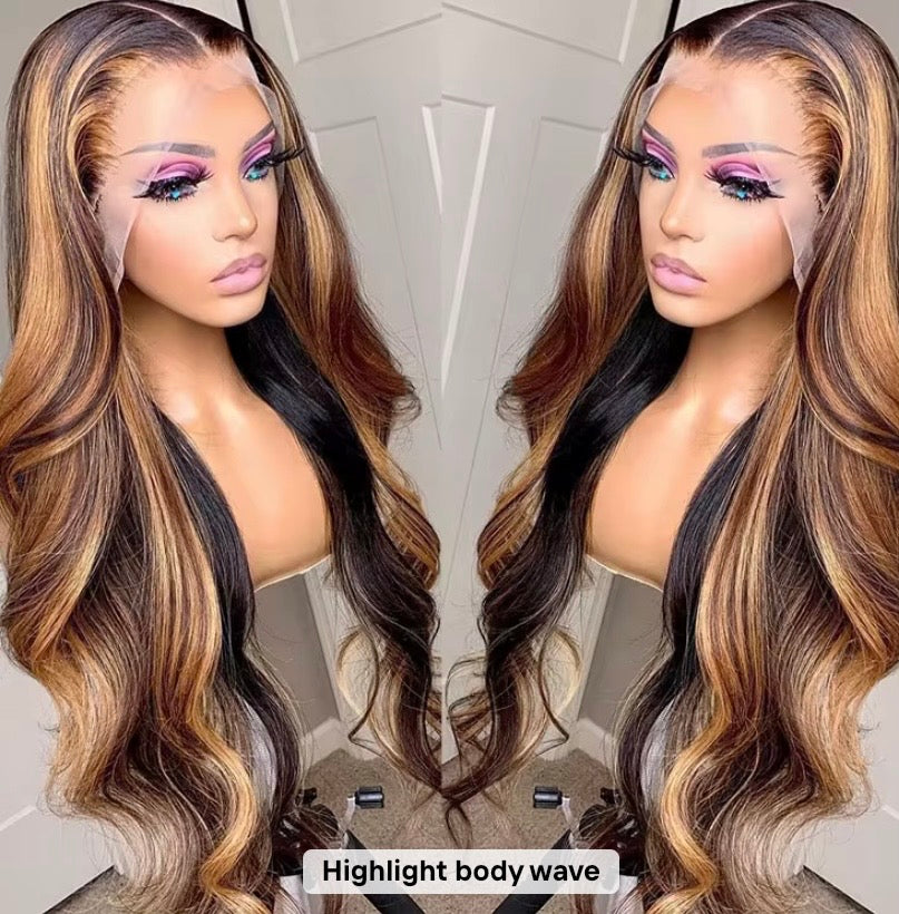 Highlighted Ombre Wigs – Body Wave, Straight, Deep Wave, Water Wave 12–30"